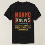 Nonno Knows Everything Funny Retro Grandpa Gift T-Shirt<br><div class="desc">A funny saying design for your special proud grandpa from granddaughter,  grandson,  grandchildren,  wife on father's day gift or christmas gift,  grandparents day gift,  birthday gift or any other Occasion. show how much grandpa is loved and appreciated.</div>