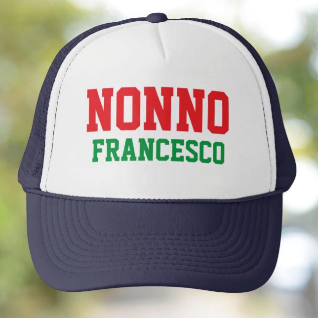 Nonno Personalized Trucker Hat (Nonno Personalized Athletic Red and Green Fonts for Italian Grandfather)
