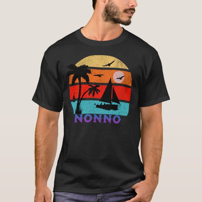 Nonno Retro Sunset Ocean Grandfather T-Shirt (Front)