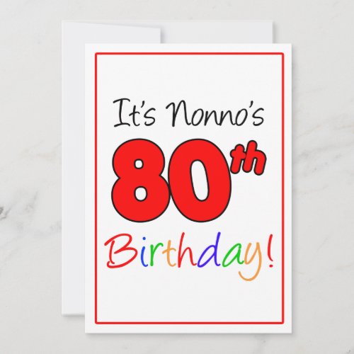 Nonnos 80th Milestone Birthday Party Celebration Invitation