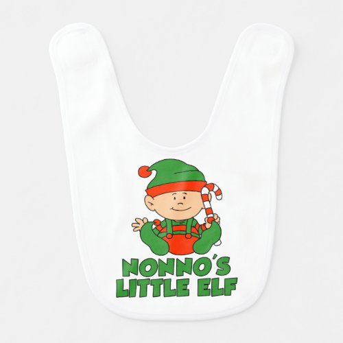 Nonnos Little Elf Italian Grandchild Christmas Baby Bib