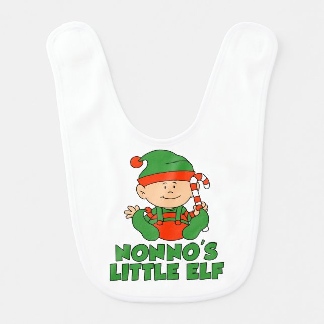 Nonno's Little Elf Italian Grandchild Christmas Baby Bib (Front)