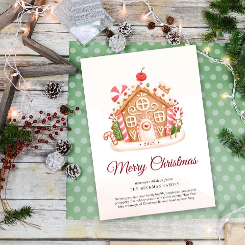 Nonphoto Gingerbread House Christmas Holiday Card