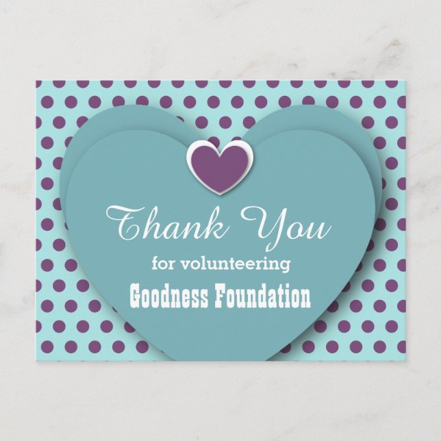 NONPROFIT Thank You Hearts Dots B06 AQUA Postcard (Front)