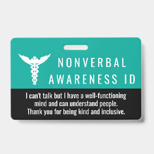 Nonverbal Awareness ID patience pvc badge