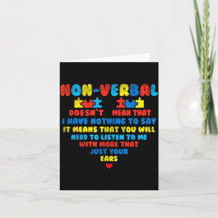 Nonverbal Heart Puzzle Listen Autism Awareness Kid Card