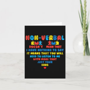 Nonverbyl Heart Puzzle Listen Autism Awareness Kid Card