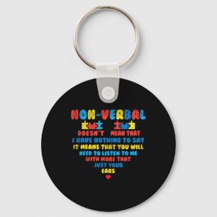 Nonverbyl Heart Puzzle Listen Autism Awareness Kid Keychain
