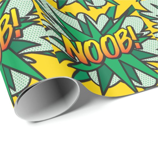 NOOB Fun Retro Comic Book Pop Art Wrapping Paper Zazzle