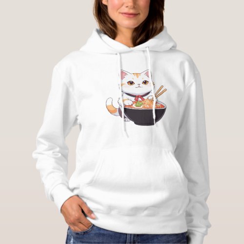 Noodle bowl kitty design hoodie