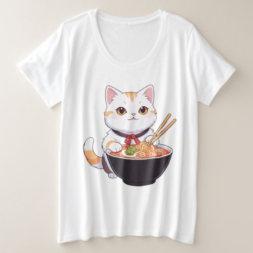 Noodle bowl kitty design plus size T_Shirt