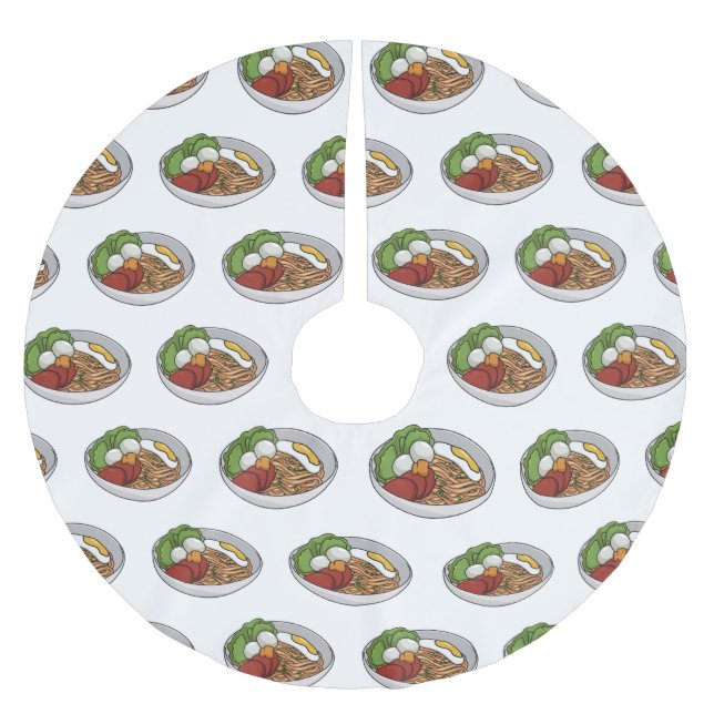 Noodle cartoon illustration brushed polyester tree skirt (Front)