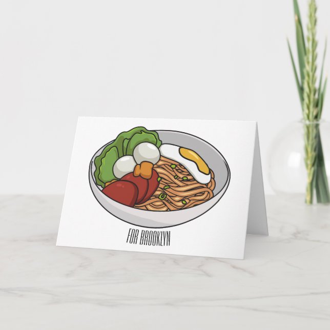 Noodle cartoon illustration card (Front)