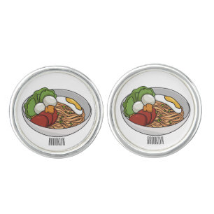 Noodle cartoon illustration cufflinks
