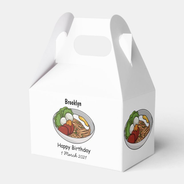 Noodle cartoon illustration favor boxes (Front Side)