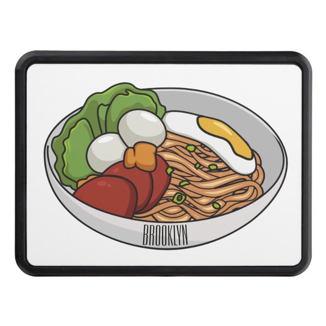 Noodle cartoon illustration hitch cover (Front)