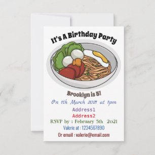 Noodle cartoon illustration invitation