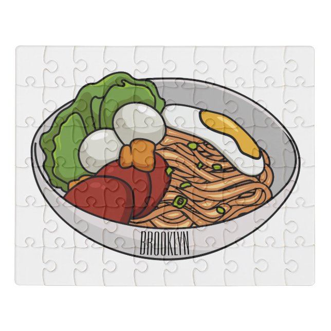 Noodle cartoon illustration jigsaw puzzle (Puzzle Horizontal)