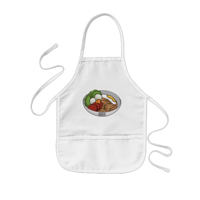 Noodle cartoon illustration kids' apron (Front)