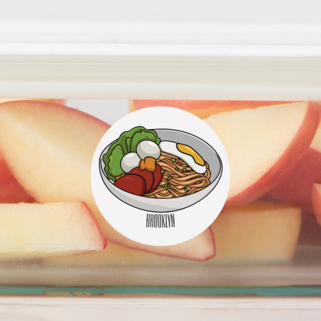 Noodle cartoon illustration labels (Affixed)