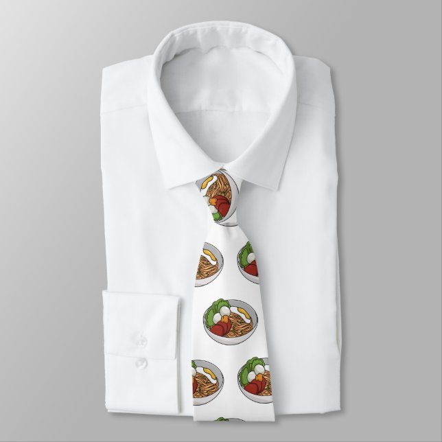 Noodle cartoon illustration neck tie (Tied)