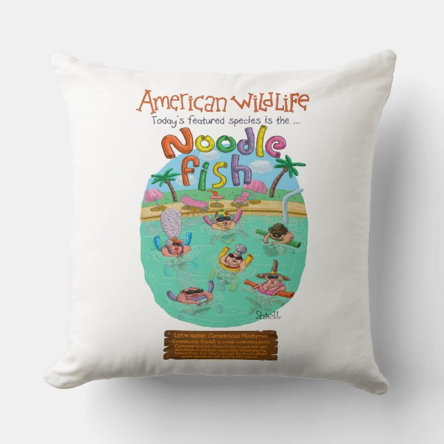 Noodle Fish Throw Pillow (Front)