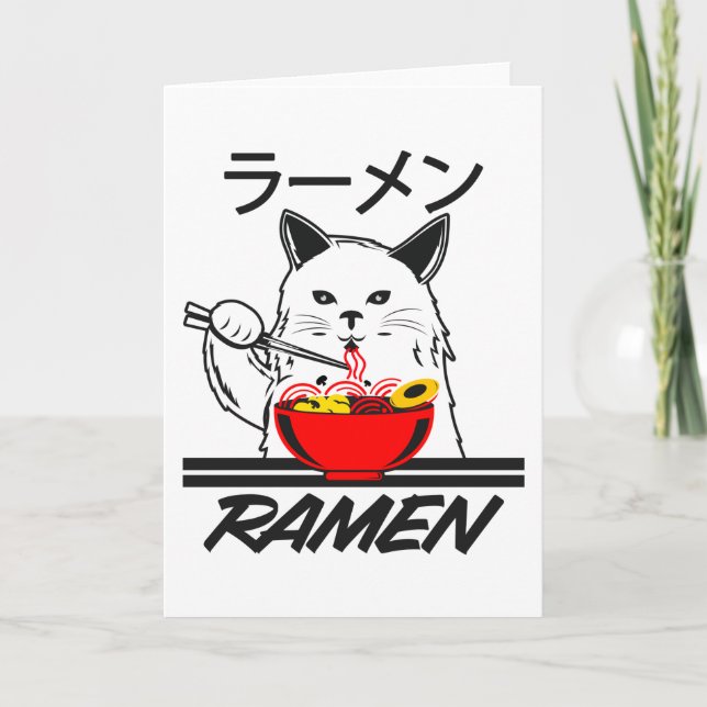 Noodles Anime Manga Funny Cute Japan Otaku Cat Card (Front)