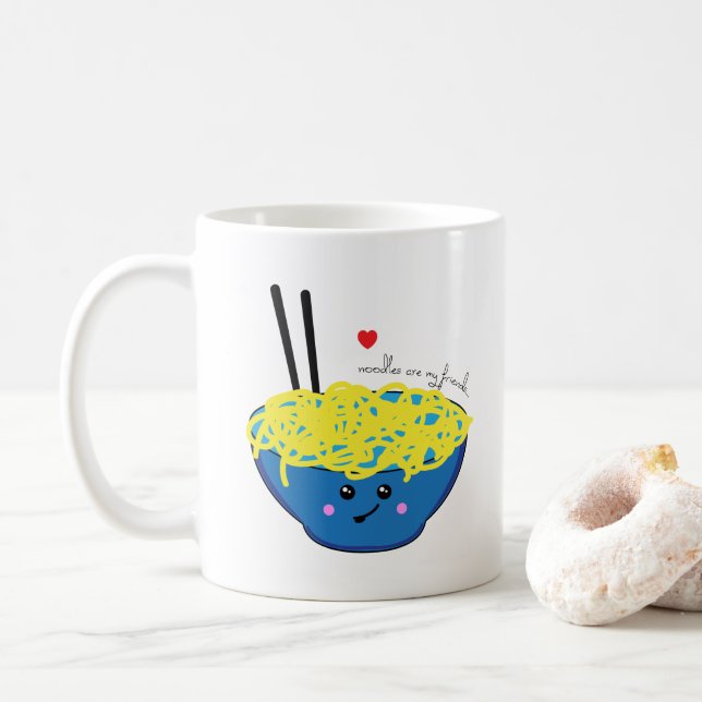 Noodles are my Friends Ramen Lover Cute Kawaii Coffee Mug (With Donut)