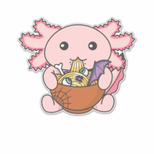Noodles Japanese Noodles Halloween Axolotl Ramen Sticker