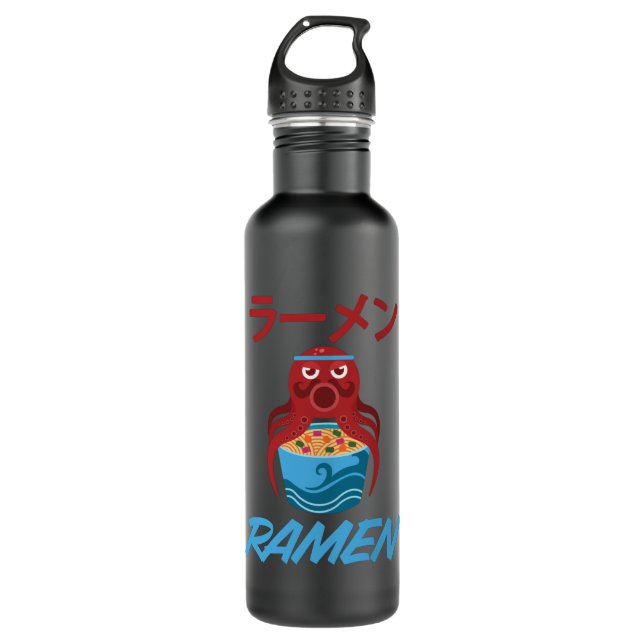 Noodles Octopus Anime Manga Fun Japan Otaku Cat Stainless Steel Water Bottle (Front)