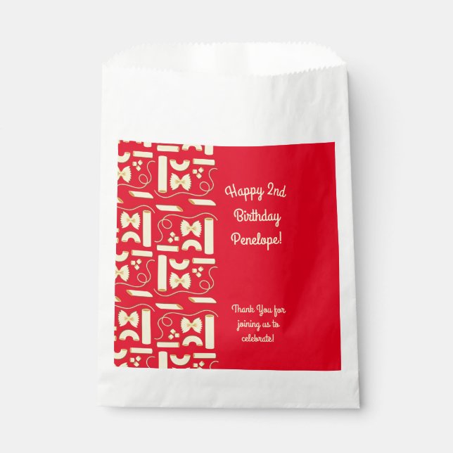 Noodles Pasta Kid 1st Birthday Party Italian Favor Bag (Front)