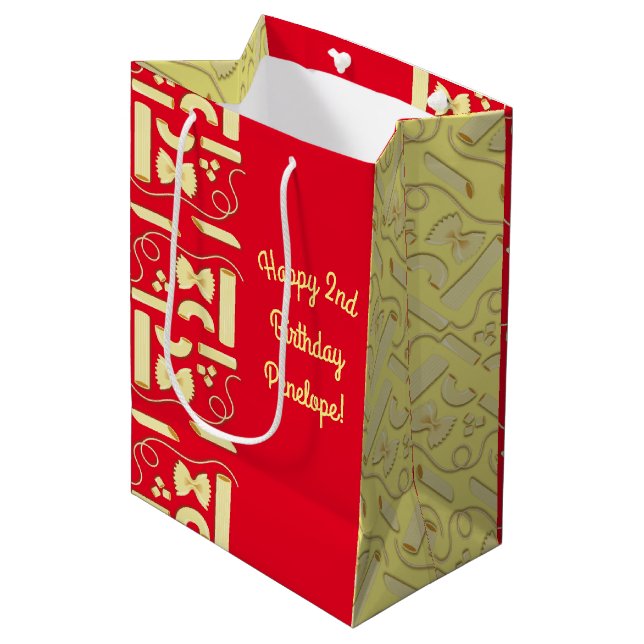 Noodles Pasta Kid 1st Birthday Party Italian Medium Gift Bag (Front Angled)