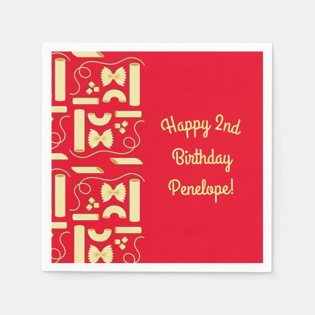 Noodles Pasta Kid 1st Birthday Party Italian Napkins (Front)