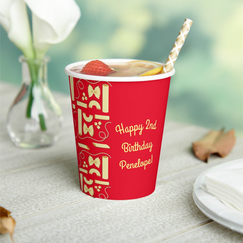 Noodles Pasta Kid 1st Birthday Party Italian Paper Cups sold by ...