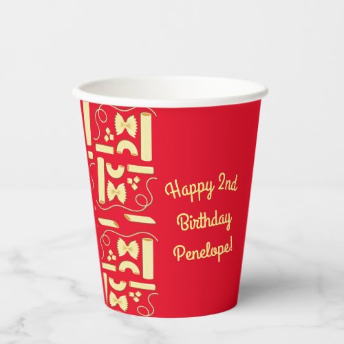 Noodles Pasta Kid 1st Birthday Party Italian Paper Cups