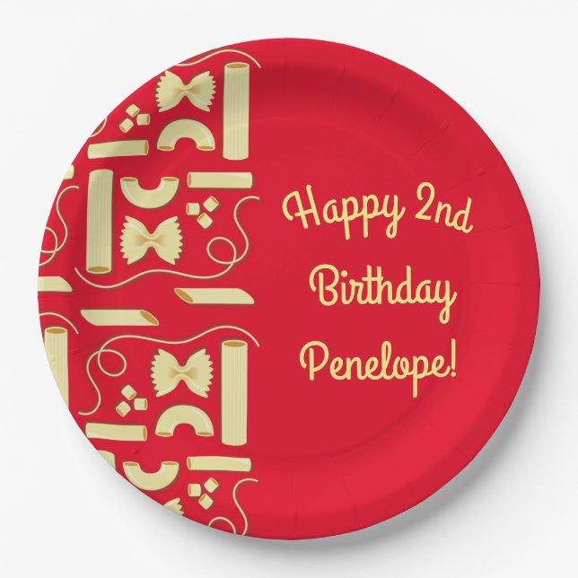 Noodles Pasta Kid 1st Birthday Party Italian Paper Plates (Front)