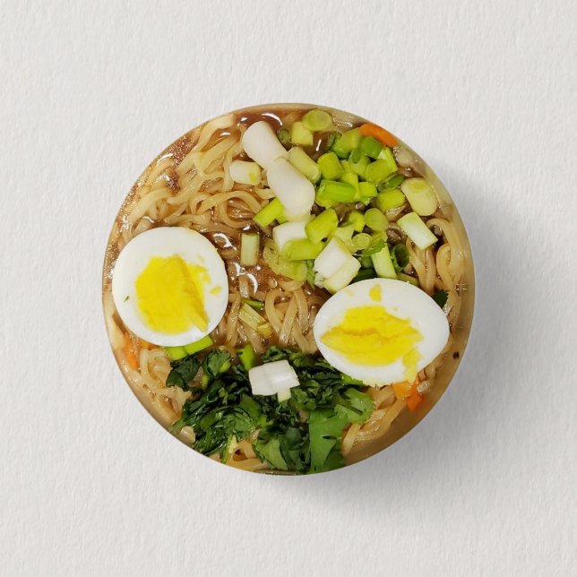 Noodles, Ramen Funny Soup Photo     Button (Front)