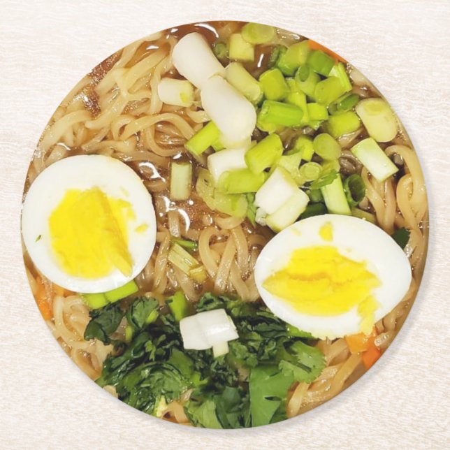 Noodles, Ramen Funny Soup Photo  Round Paper Coaster (Front)
