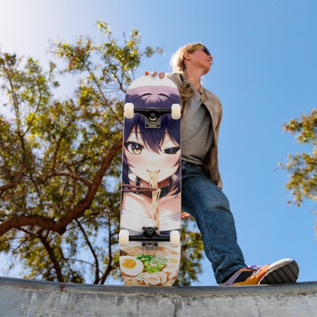 Noodlicious Whiskers: Anime Cat Girl Skateboard | Zazzle