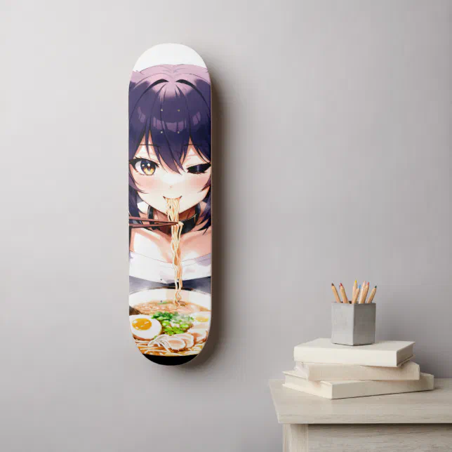 Noodlicious Whiskers: Anime Cat Girl Skateboard | Zazzle