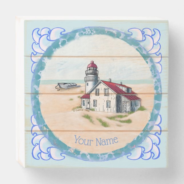 Noon Lighthouse  Wooden Box Sign (Front Horizontal)