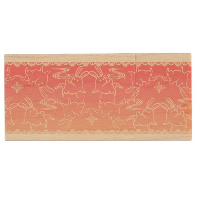 Noon & Night Rabbit USB Wood USB Flash Drive (Front)