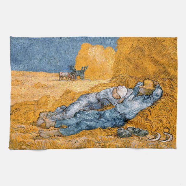 Noon, rest from work by Vincent Van Gogh  Kitchen Towel (Horizontal)
