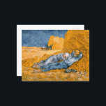 Noon, rest from work by Vincent Van Gogh  Postcard<br><div class="desc">The peaceful nature of the mid-day rest is captured gracefully by Van Gogh in his masterpiece “Noon: Rest from Work”. Van Gogh painted ‘Noon: Rest from Work’ during his stay in Saint-Rémy de Provence. He took inspiration from the creative arts of Millet as he had done several times earlier, but...</div>