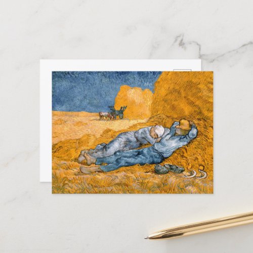 Noon rest from work by Vincent Van Gogh  Postcard