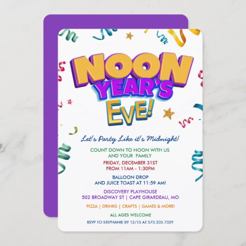 Noon Years Eve Party Invitation