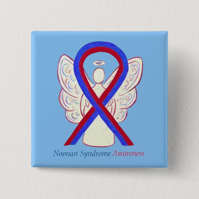 Noonan Syndrome Awareness Ribbon Angel Button (Front)