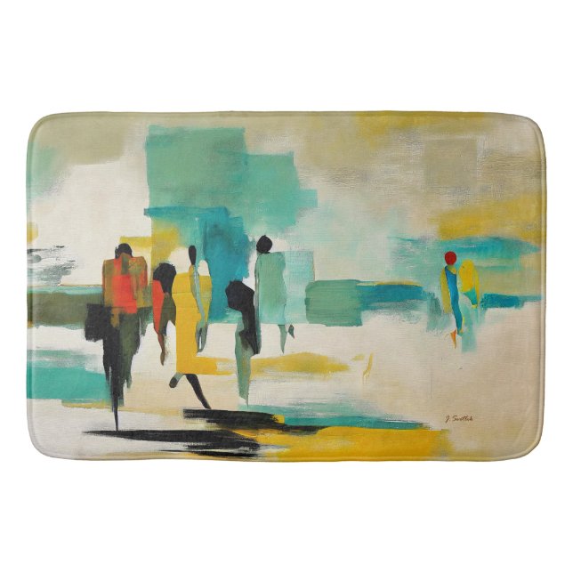 Noontide Vibrance – Abstract Figures Bath Mat (Front)