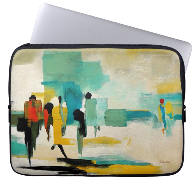 Noontide Vibrance – Abstract Figures Laptop Sleeve (Front)