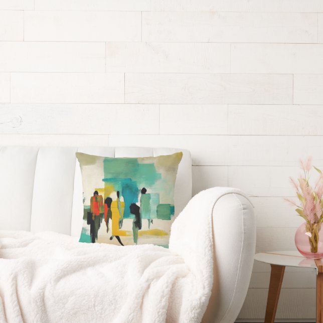 Noontide Vibrance – Abstract Figures Throw Pillow (Couch)